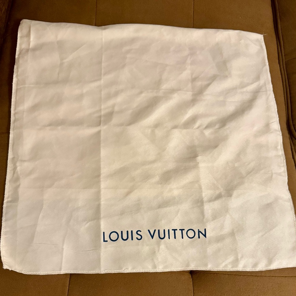 Louis Vuitton Cream Dust Bag with Blue Logo